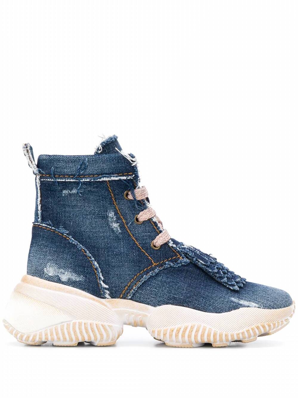 NEW HOGAN women's interaction denim high-top sneakers boots in blue